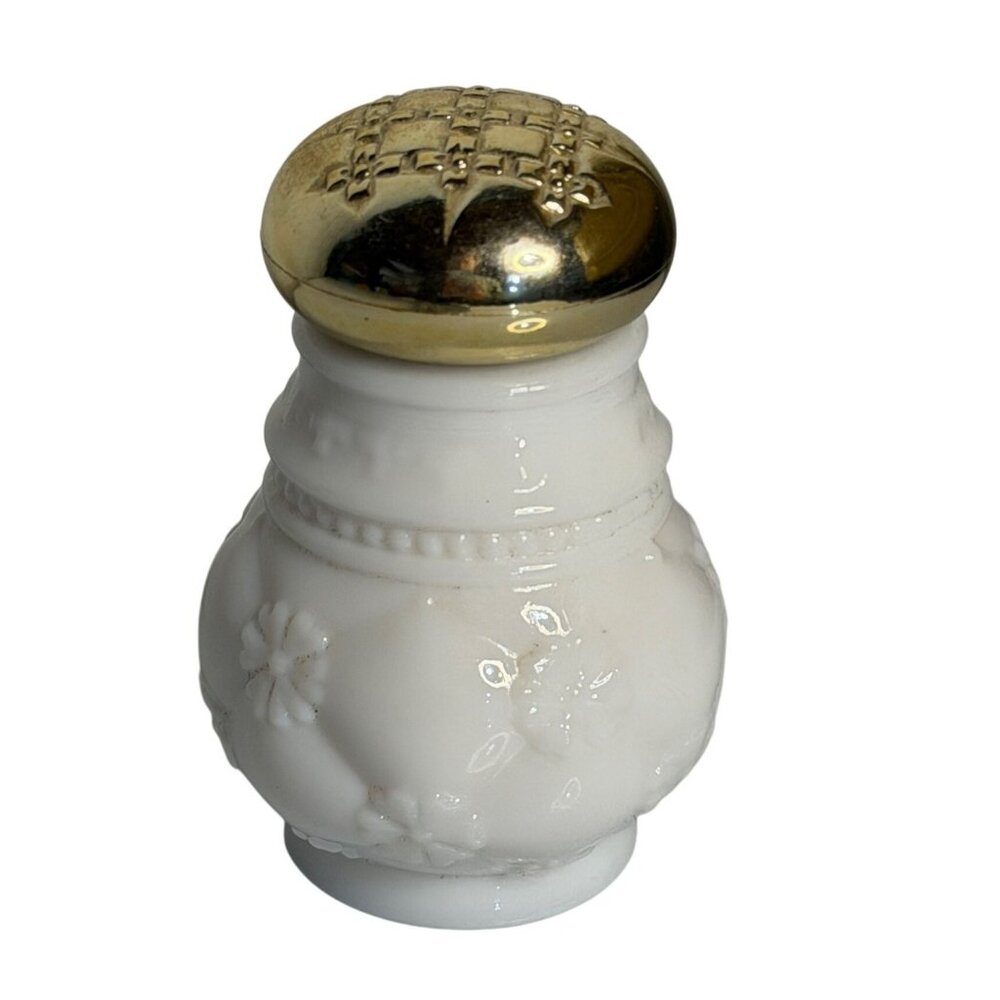 Vintage 1970 Avon Field Flowers Milk Glass Powder Sachet Bottle 3.5" Collectible